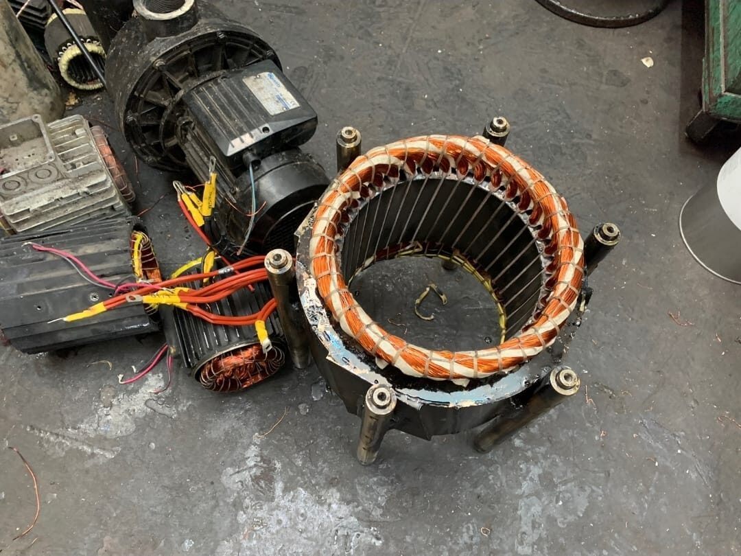 Electric motor rewinding copper coil close-up, Randburg